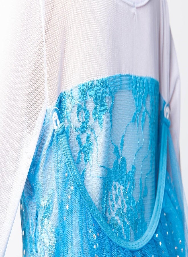 Funna Elsa Costume for Girls Princess Dress Up Halloween Cosplay Party with Accessories Blue, 5T - Image 4